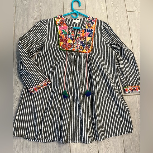 Velzera Tops - Velzera Embroidered Stripe Top /Dress